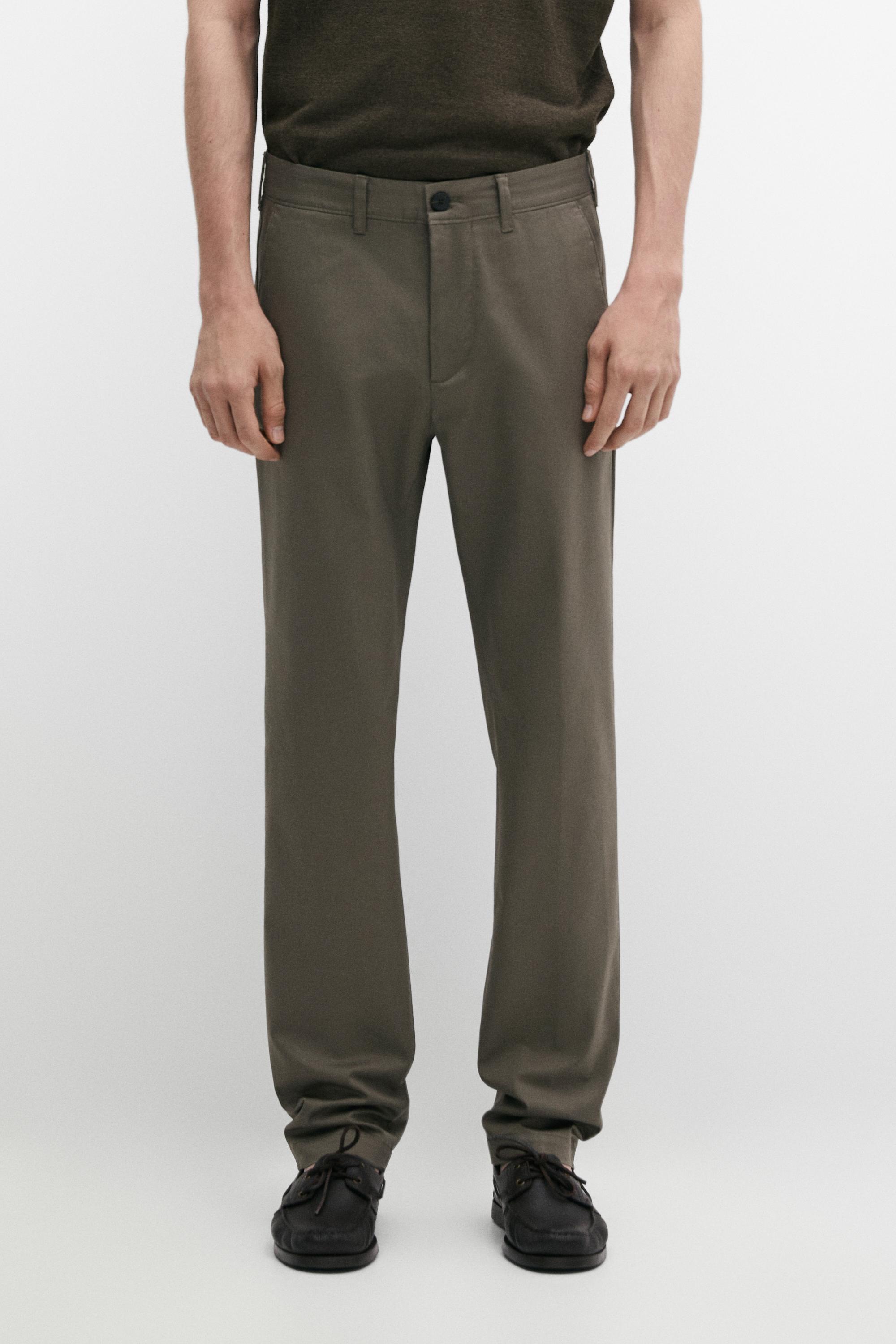 Cotton blend slim fit pants